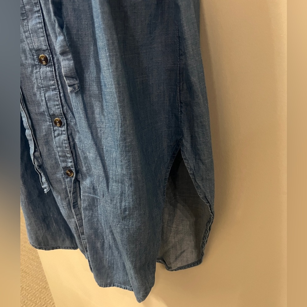 Sonoma Light Wash Blue Button-Front Denim Shirt Dress - Picture 3 of 4